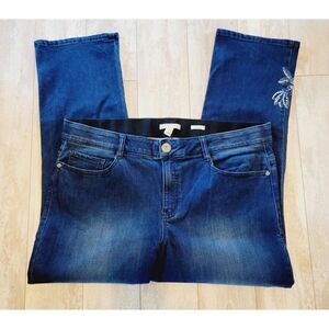 Dana Buchman 16 Women's Ankle Jeans Beaded Leg Tummy‎ Control Med Wash